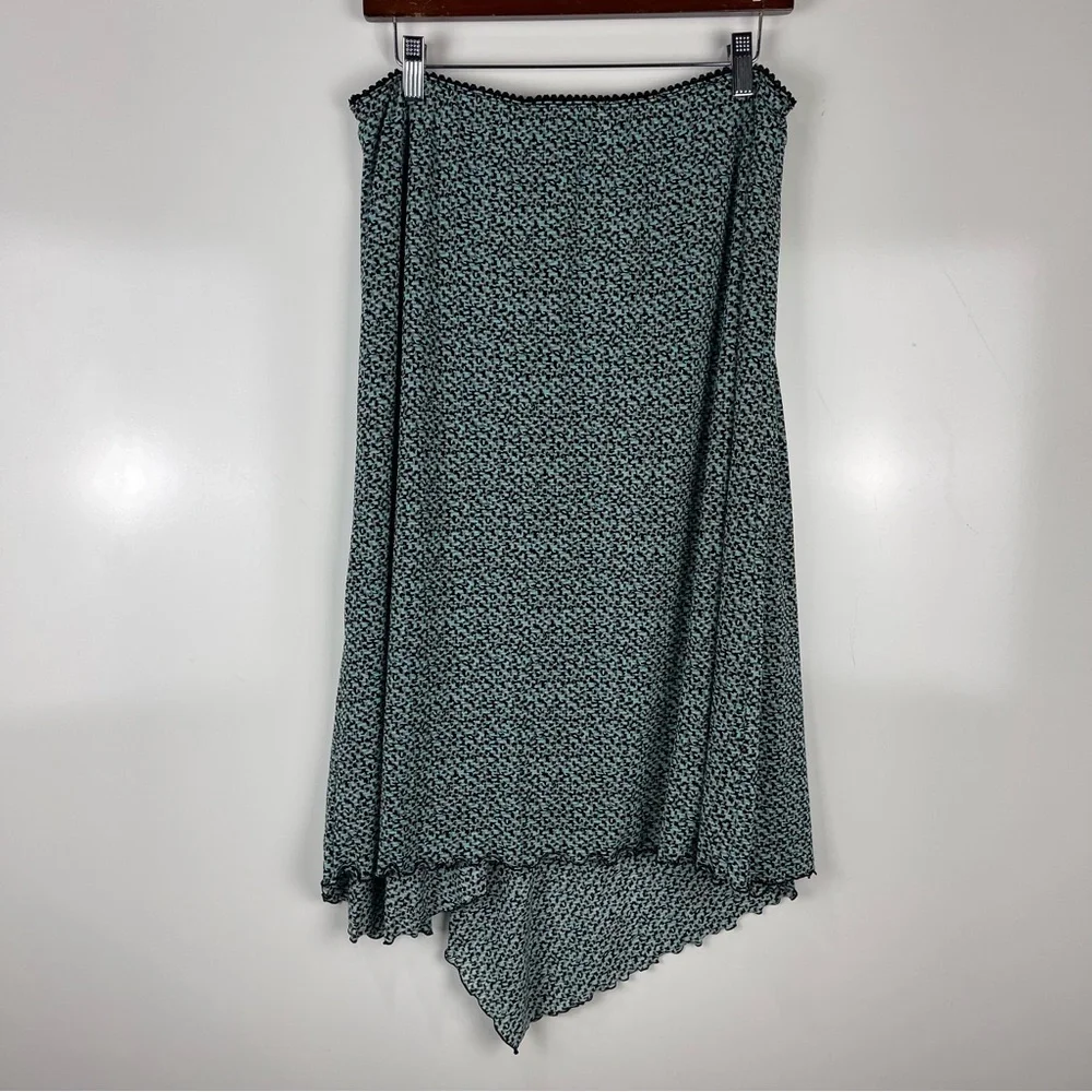 Style & Co Women's Asymmetrical Midi Skirt Teal Black Flowy Y2K Boho Size Medium